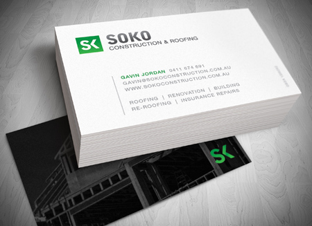 Gold Coast LOGO DESIGN - Soko Construction & Roofing - Gold Coast Logo and Business Card Design 
