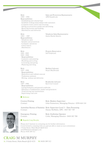 Gold Coast Curriculum Vitae Design and Resume Design