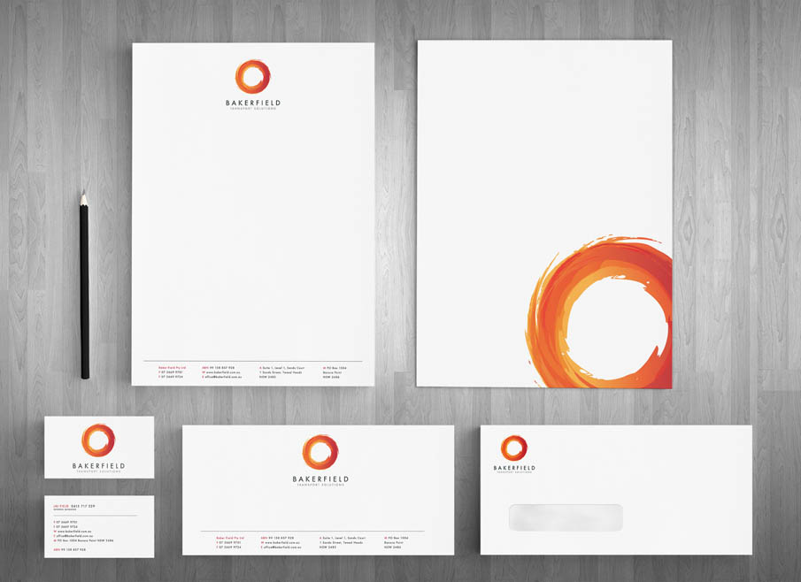 Bakerfield Transport Solutions Gold Coast Logo, website and Letterhead and Stationary Design