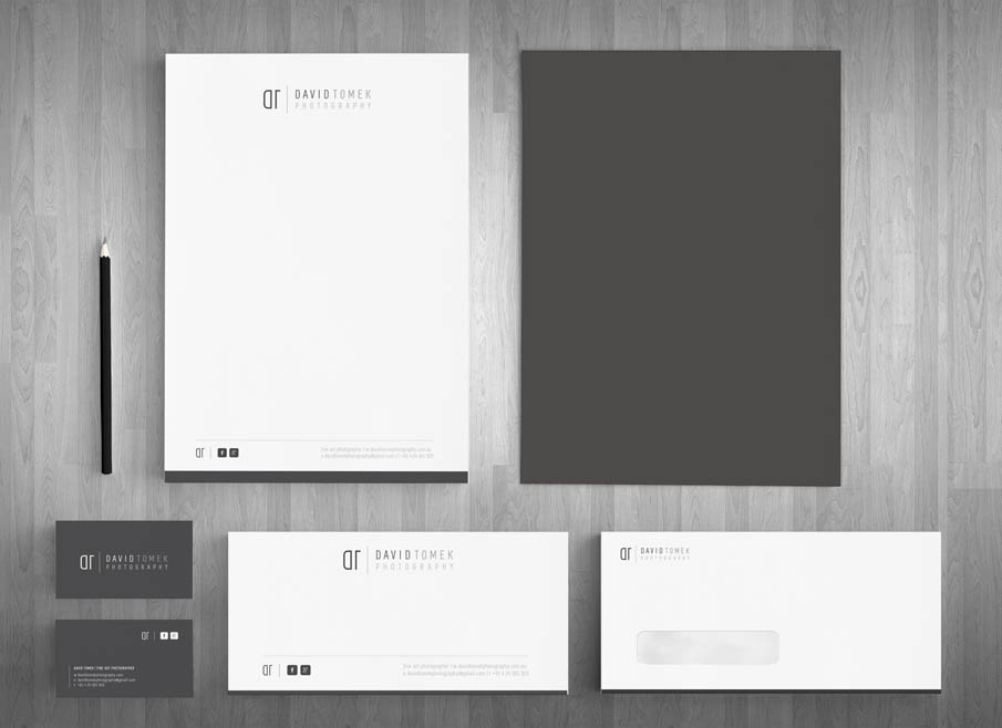 David Tomek Photography Gold Coast Logo, website and Letterhead and Stationary Design