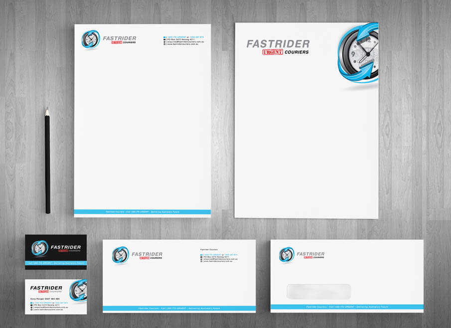 Fastrider Couriers Cold Coast Logo, website and Letterhead and Stationary Design