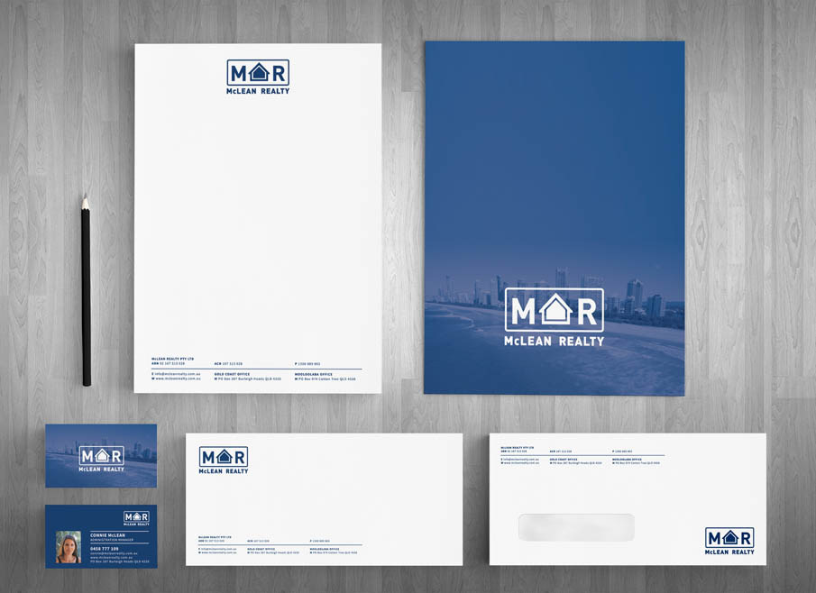 Burleigh Heads LOGO DESIGN - Mclean Realty - Gold Coast Logo, website and Letterhead and Stationary Design