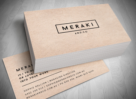 meraki and co. - Gold Coast Logo, website and Letterhead and Stationary Design