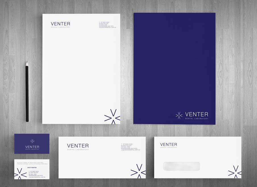 Mudgeeraba LOGO DESIGN - Venter Dental Laboratory - Gold Coast Logo, website and Letterhead and Stationary Design